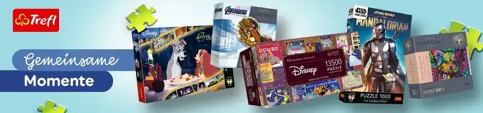 „Trefl Puzzle-Banner mit detailreichen und fantasievollen Motiven – entdecke die große Auswahl an Trefl Puzzles für Kinder und Erwachsene im Hobbyshop-Mona Onlineshop für kreative Freizeit und Spielspaß.“