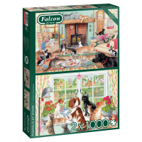 Tiere zu Hause 2x1000 Teile Puzzle
