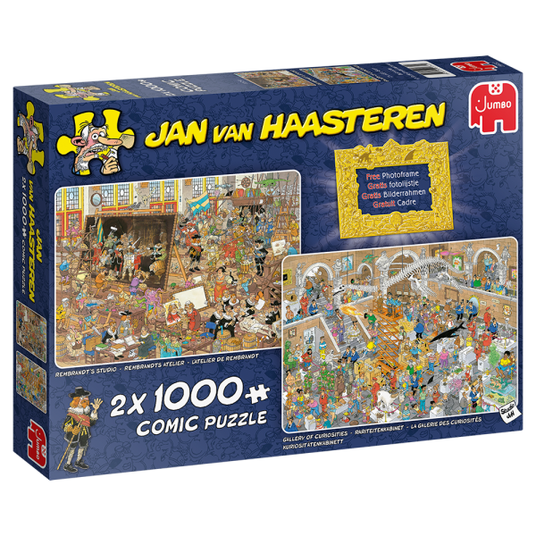 Jan van Haasteren Ein Ausflug ins Museum +  Bilderrahmen 2x1000 Teile