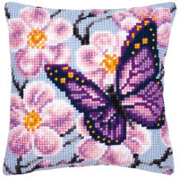 Vervaco PN-0008501 Kreuzstichkissen Violetter Schmetterling