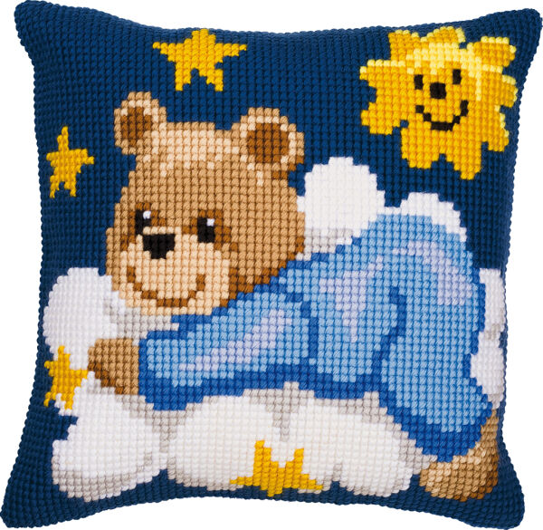Vervaco PN-0008573 Stickkissen Motiv Bär auf Wolken