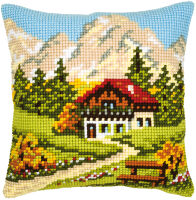 Vervaco PN-0008600 Stickkissen Motiv Berghütte