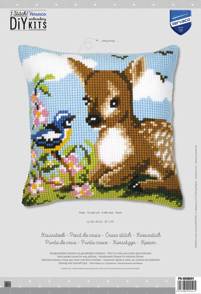Vervaco PN-0008691 Stickkissen Motiv Reh + Vogel