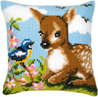 Vervaco PN-0008691 Stickkissen Motiv Reh + Vogel