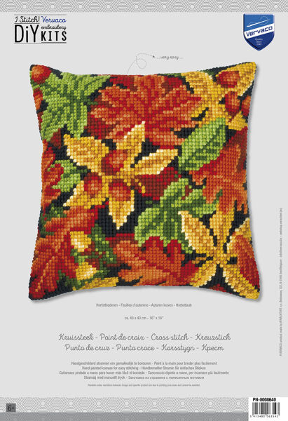 Vervaco PN-0008640 Kreuzstichkissen Motiv Herbstblätter