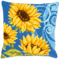 Vervaco Kreuzstichkissen Sonnenblume auf blau