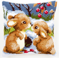 Vervaco PN-0021832 Kreuzstichkissen Kaninchen im Schnee