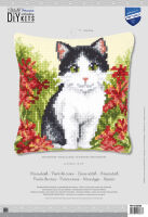 Vervaco PN-0143701 Kreuzstichkissen Katze in Blumenwiese