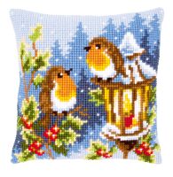 Vervaco PN-0145077 Kreuzstichkissen Rotkehlchen auf einer...