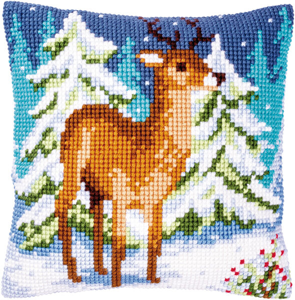 Vervaco PN-0146918 Kreuzstichkissen Hirsch im Winter