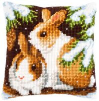 Vervaco PN-0147640 Kreuzstichkissen Kaninchen im Schnee