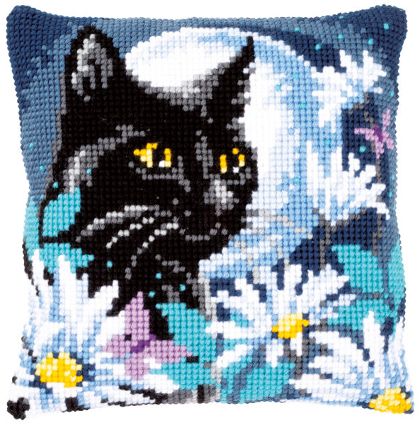 Vervaco PN-0148218 Kreuzstichkissen Katze in der Nacht