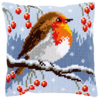 Vervaco Kreuzstichkissen Rotkehlchen im Winter