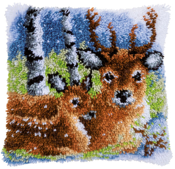 Vervaco, Knüpfkissenpackung Hirsch im Schnee
