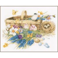 Lanarte Frühlingsblumen Korb mit Vogelnest...