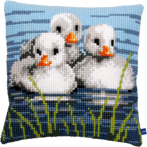 Kreuzstichkissenpackung Enten im Wasser