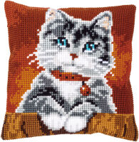 Vervaco PN-0155353 Kreuzstichkissen Katze mit Halsband