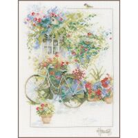 Lanarte PN-0168447 Blumen und Fahrrad Kreuzstichpackung