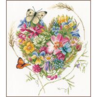 Lanarte PN-0169960 Ein Herz aus Blumen Kreuzstichpackung