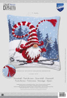 Vervaco PN-0172809 Kreuzstichkissen Weihnachtsgnom auf Ski