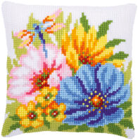 Vervaco PN-0184985 Kreuzstichkissenpackung Blumen