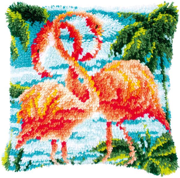 Vervaco PN-0186006 Knüpfkissenpackung 2 rosa Flamingos