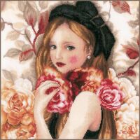 Lanarte PN-0186060 Mädchen mit Rose Kreuzstichpackung