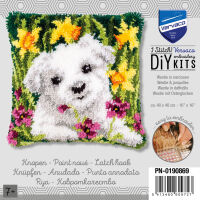 Vervaco PN-0190869 Knüpfkissen Westie mit Osterglocken