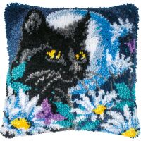 Vervaco, Knüpfkissen Katze in der Nacht