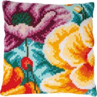 Vervaco PN-0207215 Kreuzstichkissen Mohnblumen