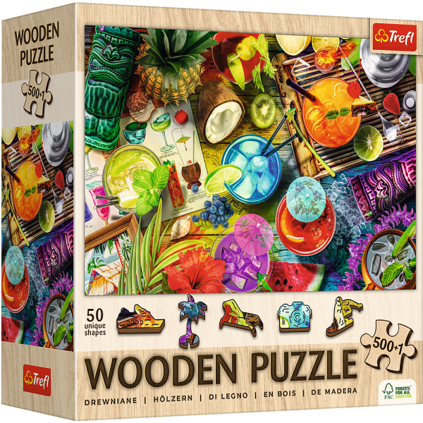 Trefl, Bunte Cocktails - 500+1 Teile Holzpuzzle