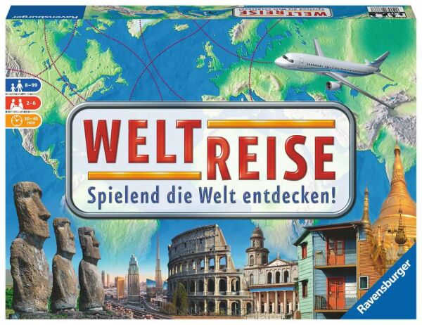 Weltreise – Ravensburger Familienspiel mit 173 Reisezielen ab 8 Jahren