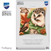 Vervaco Kreuzstich-Kissen-Set Igel und Rotkehlchen