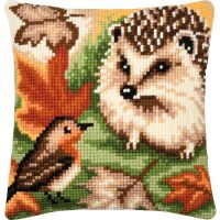 Vervaco Kreuzstich-Kissen-Set Igel und Rotkehlchen