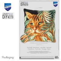 Vervaco Kreuzstich-Kissen-Set Katze zwischen Blättern