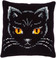 Vervaco Kreuzstich-Kissen-Set Schwarze Katze - Stickbild...
