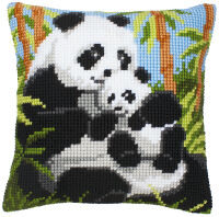 Vervaco Kreuzstich-Kissen-Set Panda Familie - Stickbild...