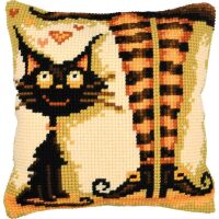 Vervaco Kreuzstich-Kissen-Set Katze - Stickbild...