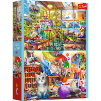 Trefl, Katzen / Malerei, 2x500 Teile Puzzle