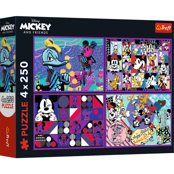 Trefl, Disney Mickey Maus und seine Freunde, 4x250 Teile Puzzle