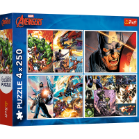 Trefl,Disney Marvel Die Avengers, 4x250 Teile Puzzle