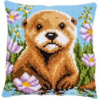 Kreuzstich-Kissen-Set Otter - Stickbild vorgezeichnet