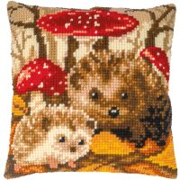Kreuzstich-Kissen-Set Igel - Stickbild vorgezeichnet