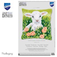 Kreuzstich-Kissen-Set Lamm zwischen Blumen - Stickbild...