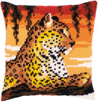 Kreuzstich-Kissen-Set Leopard - Stickbild vorgezeichnet
