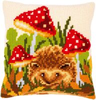 Kreuzstich-Kissen-Set Igel mit Pilzen - Stickbild...