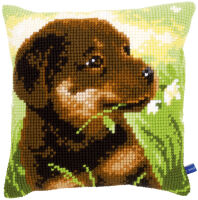 Kreuzstich-Kissen-Set Rottweiler Welpe - Stickbild...