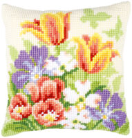 Kreuzstich-Kissen-Set Frühlingsblüten-...