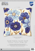 Kreuzstich-Kissen-Set Anemonen in Blau - Stickbild...