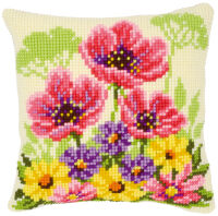 Kreuzstich-Kissen-Set Blumenbeet - Stickbild vorgezeichnet